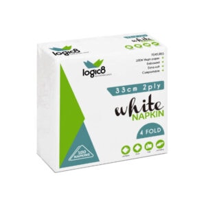 One box of 33cm 2ply napkins made by Logic8.