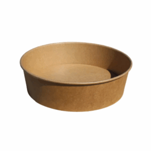 Round kraft paper food container with a 900ml capacity, shown empty on a white background.