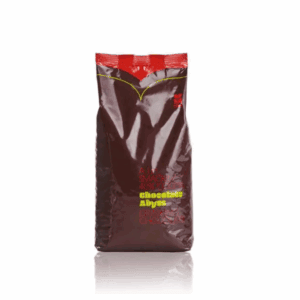 Badger and Dodo Coffee Roasters: A 1kg Chocolate Abyss 40% Hot Chocolate bag displays a harmonious blend of brown and red hues with yellow and white text on the front, all set against a white background.