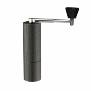 Badger & Dodo. The Grinder Chestnut C2 MAX Foldable Black-Timemore is a stylish manual grinder with a cylindrical metal body and a foldable side crank handle for easy use and storage.