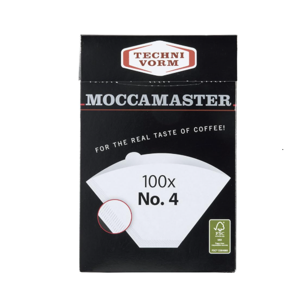 Badger and Dodo Coffee Roasters: Moccmaster No.4 Filter Papers, FSC certified and featuring For the real taste of coffee!, come in a pack of 100 with a vivid front illustration for easy recognition.